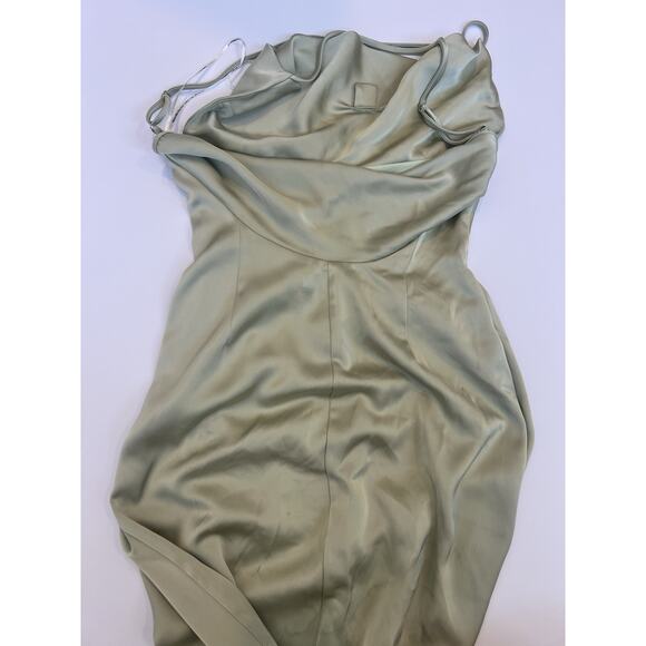 Katie May Ryder Strappy Back Satin Maxi Gown Sage Womens Size Small Formal Gown - Picture 5 of 14